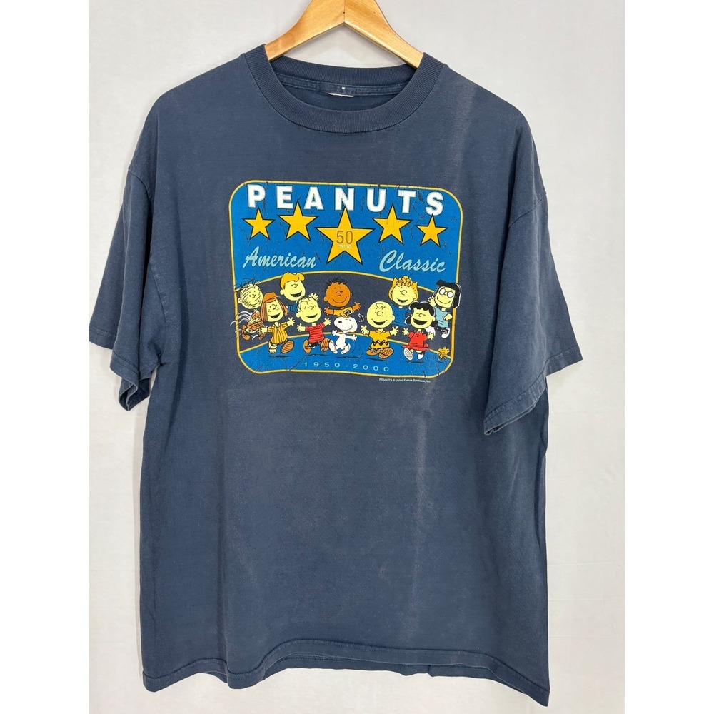 Peanuts 50th Anniversary American Classic T-Shirt Mens Blue XL Vintage Snoopy